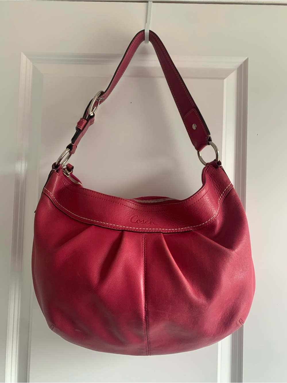 Coach Pink Leather Hobo Shoulder Bag F13731